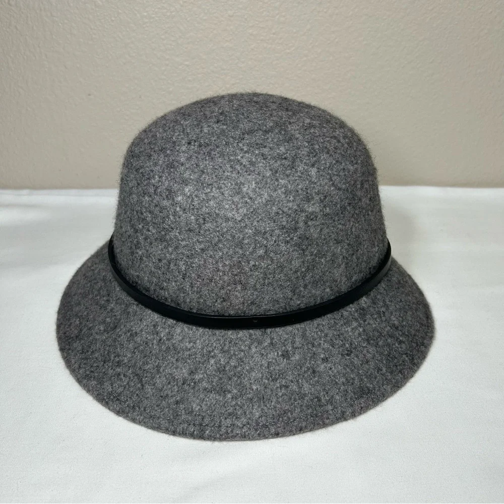 Nine‎ West Wool Gray Classic Vintage Inspired Cloche Bucket Hat One Size